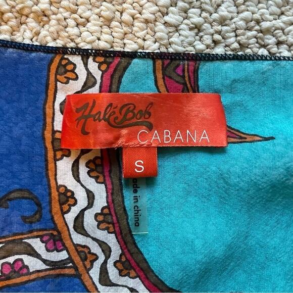 Hale Bob Cabana Swim Blouse Top / Cover Up Sheer Boho Vacation 100% Silk size S - Picture 4 of 8